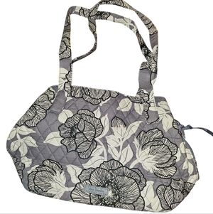 Vera Bradley Gray and White Floral Quilted Shoulder Bag